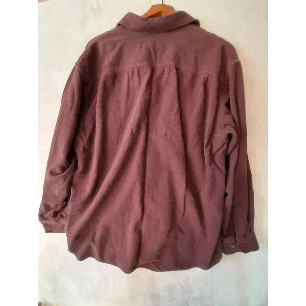 Vtg St Johns Bay Mens Heavyweight Outdoor Flannel Shirt Burgundy Large Pockets